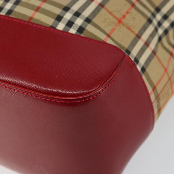 BURBERRY Nova Check Tote Bag Canvas Beige Gold Auth BA6606